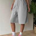 SHENHE Women's Wide Leg Sweat Shorts Drawstring Casual Lounge Sports Knee Length Bermuda Shorts, Size Small