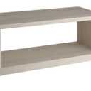 Henn&Hart 48" Rectangular Wood Coffee Table with Open Storage Shelf for Living Room, Family Room, or Office, Beech White