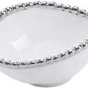 Pampa Bay Salerno Round Condiment Bowl, White/Silver (CER-2538-W)