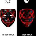 2 x Led Light Up Scary Mask El Wire Mask for Halloween 3 Lighting Modes for Aldult Teens (One Size, Red)