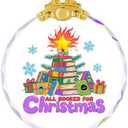 YouerCrystal Book Ornaments for Christmas Tree Gifts for Book Lovers - Gift for Reading Lover Women - Gift Ideas for Bookworm, Women, Librarian, Nerd - Glass Ornamen Pack of 5