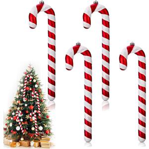 4 Pcs Christmas Giant Candy Cane Decorations 16 Inch Red White Large Candy Decor Christmas Tree Hanging Ornaments for Xmas Holiday Indoor Outdoor Home Party Decoration