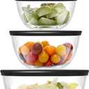 JoyJolt Kitchen Mixing Bowls - 8pc Glass with Lids Set  Neat Nesting Large Bowl Batter Cooking Storage and Big Salad BPA-Free Black