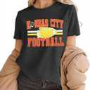 Football Shirt for Women Game Day T-Shirt Sunday Funday Shirt Funny Football Season Short Sleeve Tops (Black, XL)