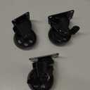 FactorDuty 3 All Black Metal Swivel Plate Caster Wheels w/Brake Lock Heavy Duty High-gauge Steel (3" Combo)