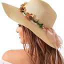 Beach Hats for Women, Wide Brim Sun Straw Hat for Women, Sun Hat UPF 50+ UV Protection