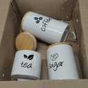 AVLA 3 Pack Ceramic Canister Set, 30/22/12 OZ Kitchen Airtight Food Storage Jar with Bamboo Lids, Coffee Sugar Tea Storage Containers Pots Jars for Counter, Farmhouse Kitchen Decor, White