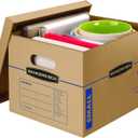 Bankers Box Small Classic Moving Box 5 Pack, Reinforced Handles, Tape-Free Assembly, Box with Lid, 15-in x 12-in x 10-in (7714902)