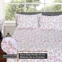 RUVANTI 100% Cotton Sheets Queen Size Percale Bedding, Cooling & Breathable Floral Design, Durable with a Crisp, Soft & Comfortable Feel, 16" Deep Pocket, 4-Piece Set, Bloomex