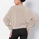 ODODOS Modal Soft Long Sleeve Cropped Sweatshirts for Women Oversized Crew Neck Pullover Crop Top (XS)