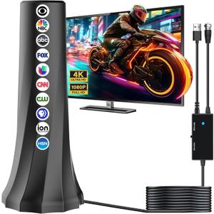 2026 TV Antenna Indoor,Antenna for Smart TV 1900+ Miles Range,HDTV Antennas for Local Channels 360 Signal Booster Reception,Portable Antenna Indoor Outdoor Support 8K 4K 1080p All TVs-25FT Coax Cable (Black)