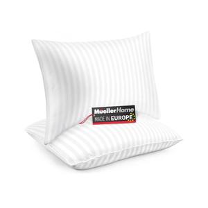 MÜELLERHOME Hotel Collection Pillows for Side Sleepers, Back Stomach Sleepers, European Made, Cooling Gel Pillows Queen Size Set of 2