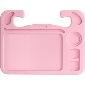 4 in 1 Car Steering Wheel Tray with Dual Sauce Dip Holder and Tablet Holder,Car Table Food Trays for Eating,Driver Desk Fit Most Auto Vehicle Steering Wheels (Pink, Large)