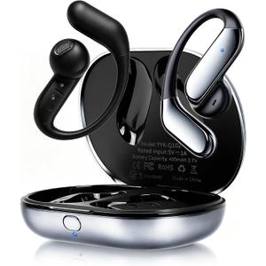 Upgraded Ultra Open Ear Earbuds with Hooks & Noise Cancelling Mic Clear Calls Ear Buds Wireless Bluetooth 6.1 Bone Conduction Headphones 90H Playtime Over the Ear Earbuds for Running Workout Cycling