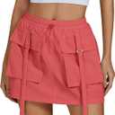 luvamia Skorts for Woman High Waisted Cargo Pocket Elastic Waist Fast Dry Casual Hiking Tennis Sports Skirts with Shorts (XXL)