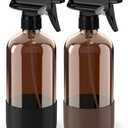 Bontip Glass Spray Bottle with Silicone Sleeve Protection, Amber Glass Spray Bottle Set for Window Cleaner Aromatherapy Facial Hydration Watering Flowers Hair Care 2 Pack/16 oz (Black & Brown)