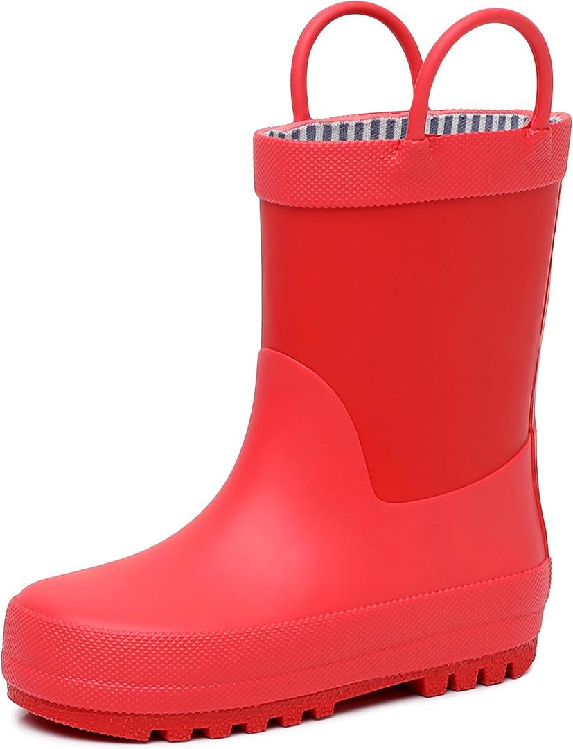RAINANGEL Toddler Rain Boots with Easy-On Handles, Waterproof, Premium Natural Rubber, Lightweight, Flexible with Traction for Kids, Size 3