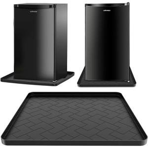 Mini Fridge Silicone Mat, 19.7''x19.7''x0.5''-Fridge Drip Tray Concave and convex design is leak-Proof and Non-Slip Perfectly Compatible with Washer, Dryer, Wine Cooler, Dishwasher ect. (Black)