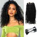 Knotless Pre-Separated Water Wave Human Hair Feather Crochet Hair Extensions Lightweight Reusable Crochet Hair Extensions Natural Color 16inch 120g
