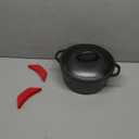 Lodge L8DOL3HH41PLT Cast Iron Dutch Oven with Handle Holders, 5 quart, Black/Red