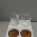 Glass Laundry Storage Containers Set, 4 Pack Liquid Detergent Dispenser with Cork Lid & Laundry Room Organization Jar with Acacia Lid, Fabric Softener Dispenser Bottles and Powder Detergent Organizer