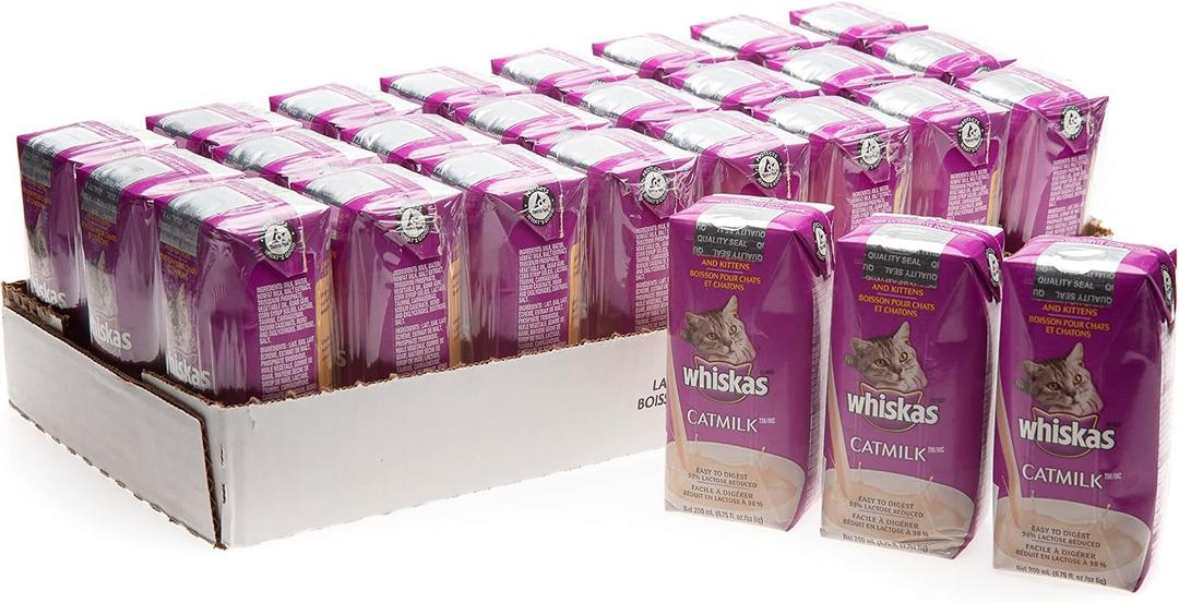 Whiskas Catmilk Plus Drink for Cats and Kittens, 6.75 oz, 8 count 98% reduced lactose, naturally high calcium for healthy teeth & bones, protein-rich, formulated for sensitive stomachs, Expiry: 02/23/2027