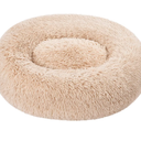 Amazon Basics Donut Pet Bolster Faux Fur Bed for Dog, Beige, 23" x 23"