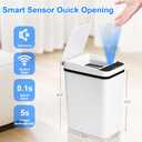 Anborry Bathroom Trash Cans with Lid Touchless Automatic Motion Sensor 4 Gallon Small Garbage Can, Smart Electric Plastic Narrow Garbage Bin for Living Room Bedroom Office Kitchen (White)