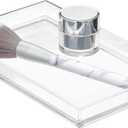 iDesign Bathroom Tray for Towels, Cosmetics and Accessories, The Clarity Collection  8.68 x 5.34 x 0.95, Brushed Silver