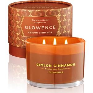 Cinnamon Scented Candle - 100% Natural Soy Wax - Large 3 Wick Jar Candle - Up to 40 Hours Burning Time - Aromatherapy Candles for Home - Housewarming Gift for Men and Women