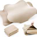 Hahafelt 2 Pcs Cooling Cervical Neck Pillowcase with Envelope Closure (Only Pillowcase) Ergonomic Pillow Case Smooth Soft Cool Case for Side Back Stomach Sleepers(Champagne,Queen Size)