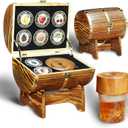 Whiskey Smoker Kit - Electric Cocktail Smoker with Wooden Barrel Case and 8 Flavors Wood Chips, Old Fashioned Smoker Kit Bourbon Gifts for Men