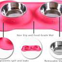 Hubulk Pet Dog Bowls 2 Stainless Steel Dog Bowl with No Spill Non-Skid Silicone Mat + Pet Food Scoop Water and Food Feeder Bowls for Feeding Small Medium Large Dogs Cats Puppies (M, Pink)