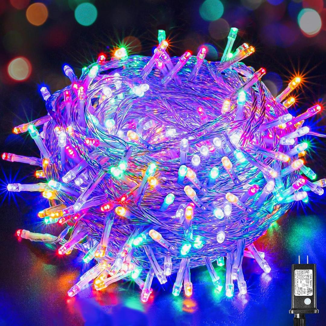 200 LED String Lights Indoor Outdoor 66ft Connectable Multicolor Christmas Lights 8 Modes Clear Wire Waterproof, Plug in Twinkle String Lights for Bedroom Christmas Tree Dorm Yard Home
