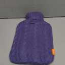 Samply Hot Water Bottle with Knitted Cover, 2L Hot Water Bag for Hot and Cold Compress, Hand Feet Warmer, Ideal for Menstrual Cramps, Neck and Shoulder Pain Relief, Purple