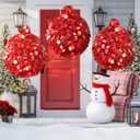 ShinyRelief 3 Pack 12 Inch Red Christmas Ornaments Balls Extra Large Hanging Decor Foldable Collapsible Tinsel Sequin Glitter Modern Indoor Outdoor Reusable Party Decor for Ceiling Porch Yard House