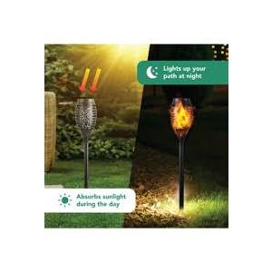 12 Pack Solar Flame Torch Path Lights, Outdoor Weather-Resistant Garden Decor
