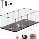 Small Animal Playpen, Guinea Pig Cages with Waterproof Mat, 12 Panels Pet Playpen for Hamsters, Hedgehog, Indoor Outdoor Plastic Fence, 48.5 x 24.8 x 16.1 inches
