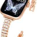 Slim Bling Band Compatible with Apple Watch Bands for Women Size: 42mm(Series 11/10) 41mm 40mm 38mm, Diamond Metal Apple Watch Band for iWatch Series 11 10 9 8 7 SE 6 5 4 3 2 1, Ultra 3 Ultra2 Ultra