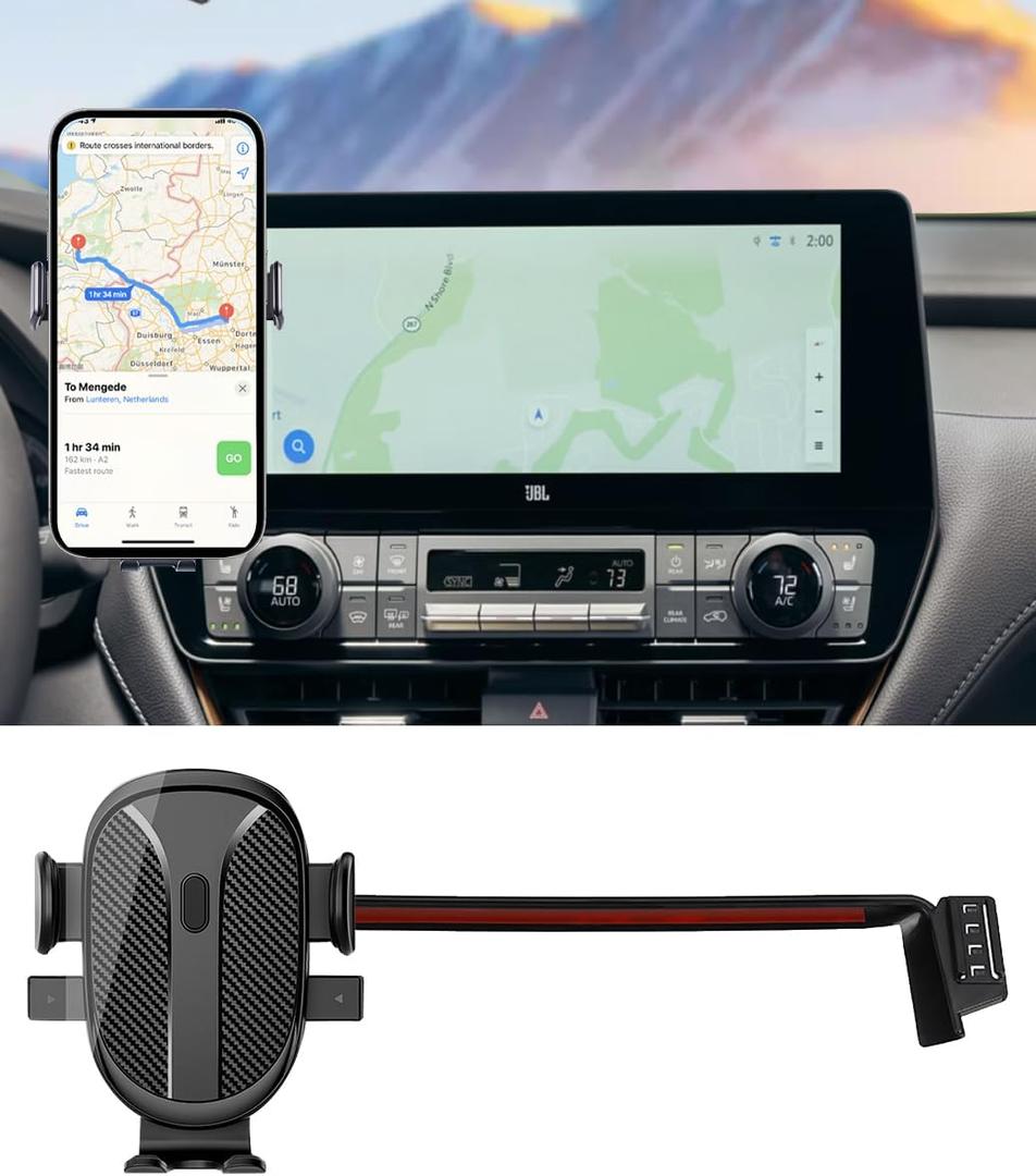 Car Phone Holder for 2026 Toyota Grand Highlander Accessories 2024 2025 Dash Mount Cell Phone Holder for Most Smartphones Auto Interior Accessories Hands-Free 360 Degree Rotation