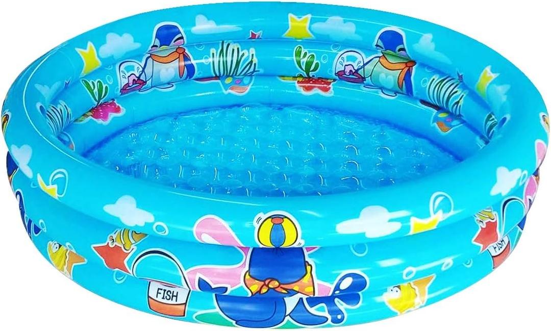 3 Rings Kiddie Pool for Toddler, 48X12Kids Swimming Pool, Inflatable Baby Ball Pit Pool, Small Infant Pool (Blue)