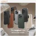 LONLI 2.0 - for iPhone 16 Pro Case - The Toughest Leather Magnetic Protective Phone Cover - [360 Shock-Absorbent Bumper and Inner TPE Frame] - [Compatible with Magsafe] - Moon Mist Leather