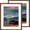 iRahmen 24x30 Poster Frame with 18x24 Mat - Plexiglass Wooden Picture Frames for Photo Wall Gallery Mounting (Dark Brown, Set of 2)