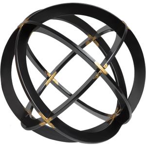 Decorative Sphere for Home Decor - Black & Gold, Hand Painted, Modern Decorative Balls for Living Room, Bedroom, Kitchen, Bathroom, Office - Table Decorative Orbs for Centerpiece