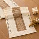 SITUMEIZI Brown Macrame Boho Table Runner with Tassels Woven Rustic Farmhouse Table Runner for Kitchen Dining 48 Inches