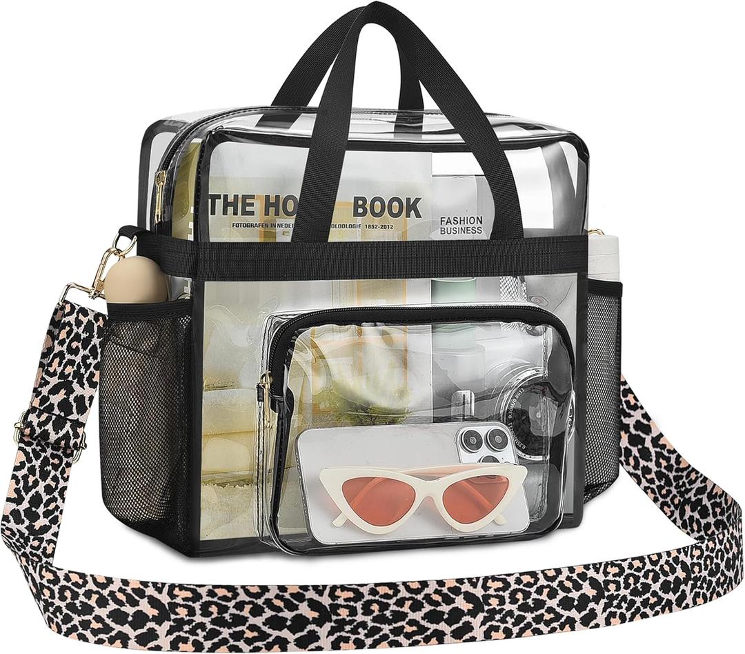 Bagenius Clear Bag Stadium Approved, 12x6x12 Clear bag for Stadium Events, Women's Top-Handle Bags for Concert Festival Work