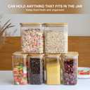 Liuruiyu Glass Storage Jars 12 * 8cm [Set of 6],Clear Glass Food Storage Containers with Airtight Bamboo Lid Stackable Kitchen Canisters for Candy,Cookie,Rice,Sugar,Flour,Pasta(Square)