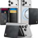 Slim PU Leather RFID Magnetic Wallet for Men and Women, Minimalist Magnet Card Holder Phone Wallet Compatible with Magsafe for Apple iPhone 17 16 15 14 13 12 Series, Retro Black