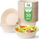 Disposable Paper Bowls, 32 Oz [50 Pack] Large Bowl-100% Compostable, Biodegradable, Eco-friendly - Convenient for Daily Use for Salad, Hot Soup, and Pasta