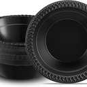 PLASTICPRO 100 PCS Black Plastic Bowls Light Weight 12 oz Plastic Soup Bowls Black Salad Plates Disposable for Party and Wedding